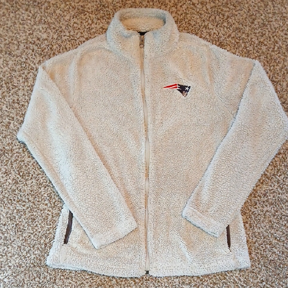 NFL Sherpa Fleece New England Patriots Full Zip Fleece Sweatshirt/Jacket